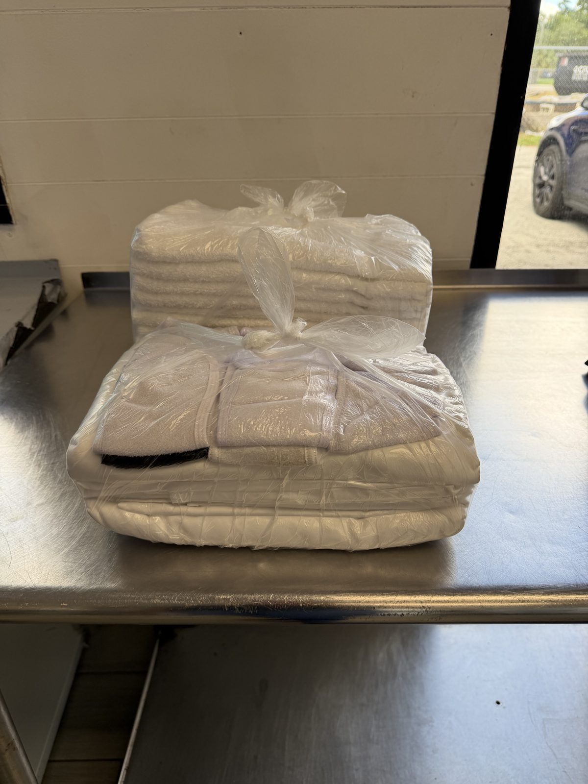 A finished order, folded and bagged